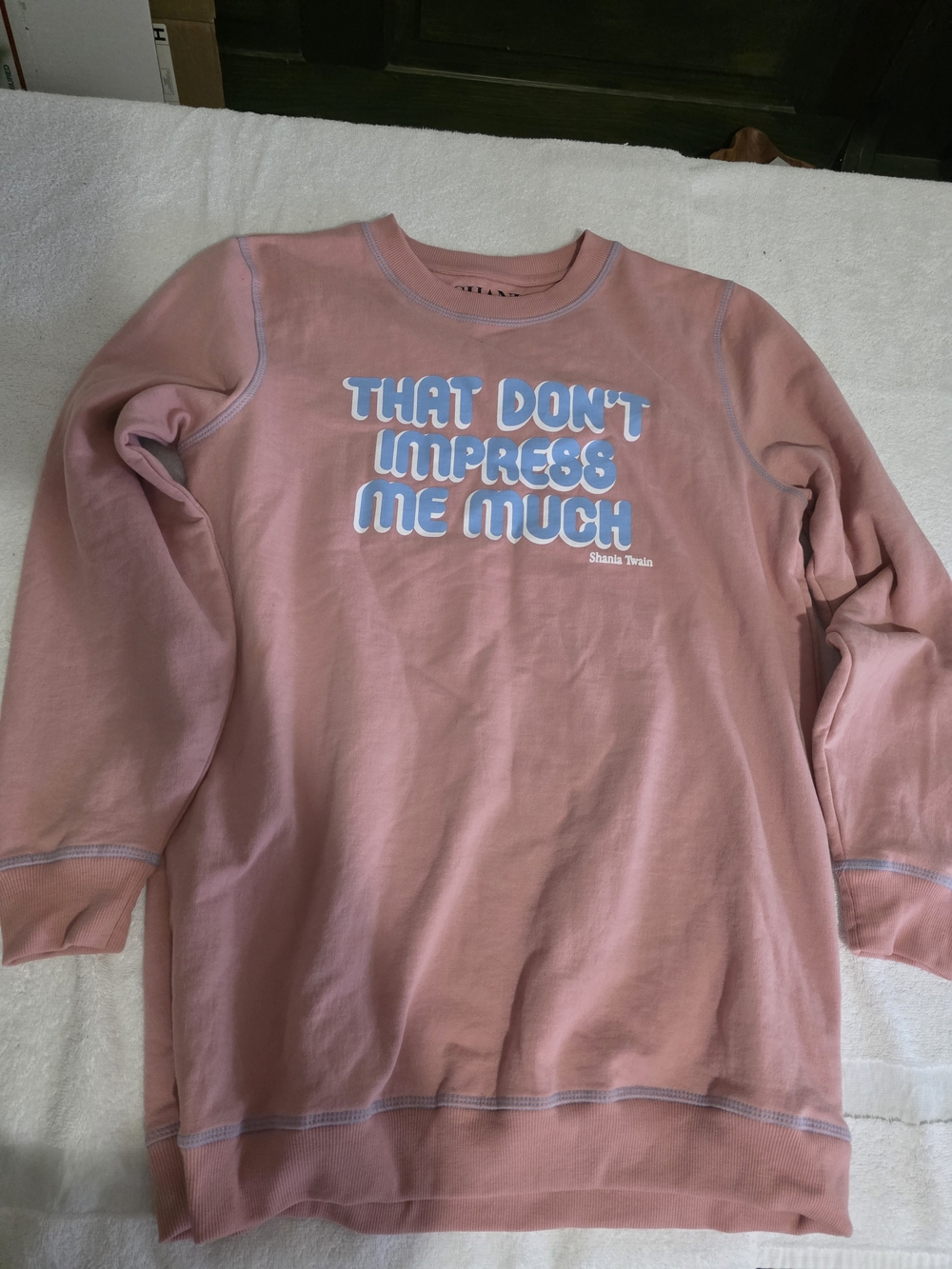 Pink Graphic Shania Twain Sweatshirt - "That Don't Impress Me Much"